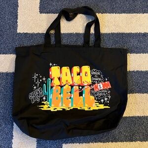 RARE Born Raised x Taco Bell Collab Black Decorative Logo Tote Carry Bag NEW